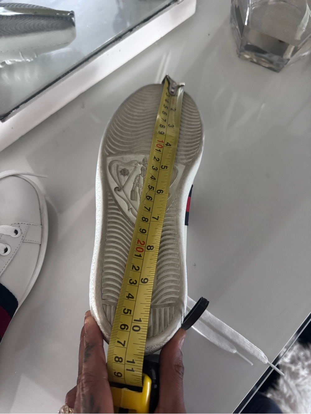 Gucci White Sneakers with Red and Black Stripes - Picture 6 of 6